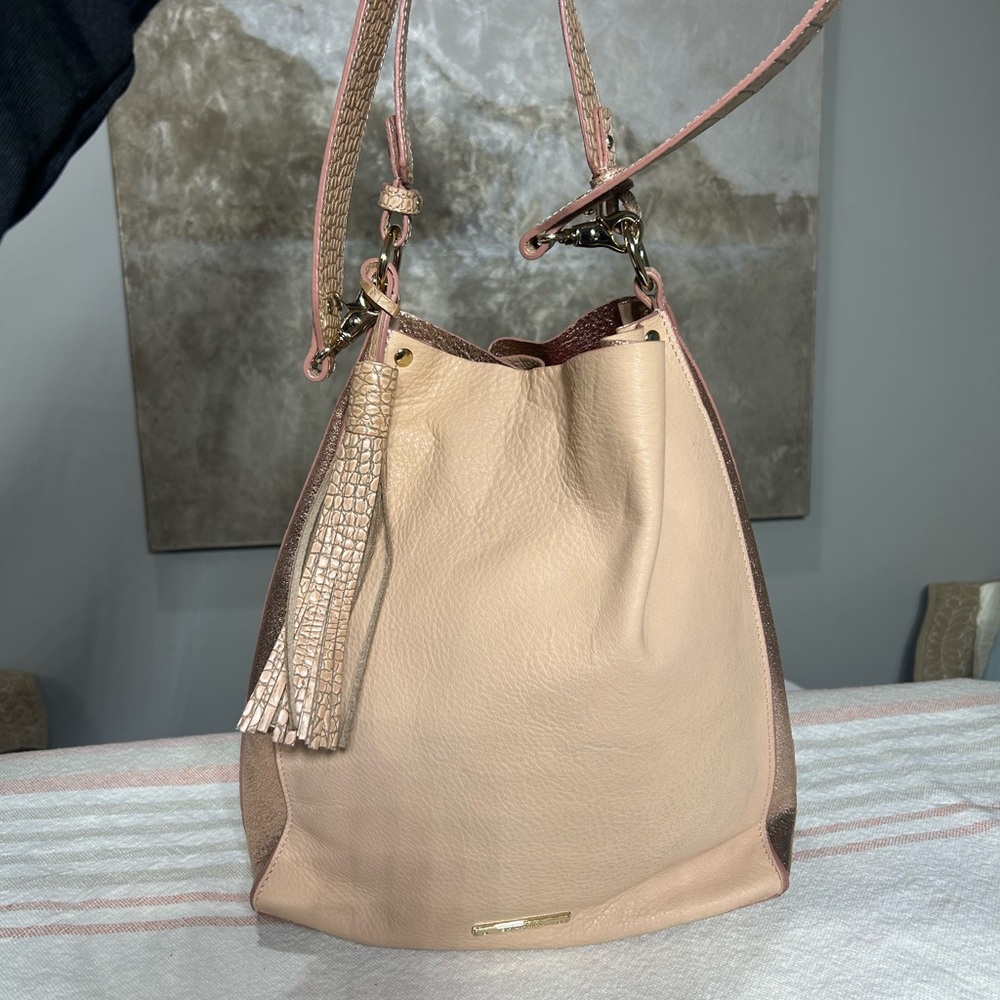 Brahmin Blush and Tan Leather Shoulder Bag